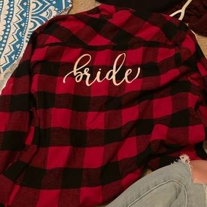 Custom Etsy Bride flannel shirt